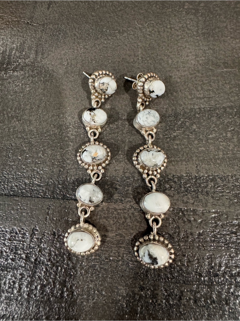 White Buffalo Dangle Earrings - Sterling 925